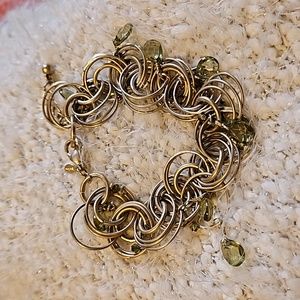 mark. Circle Link Bracelet Teardrop & Bicone Green Glass